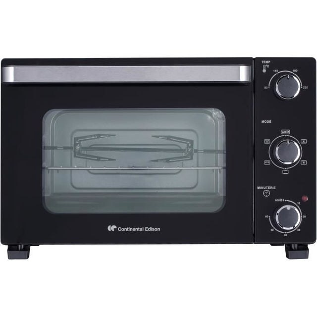 Minifour électrique CONTINENTAL EDISON CEMF28B2 - 28L noir - 1500W - Rotissoire, Convection naturelle