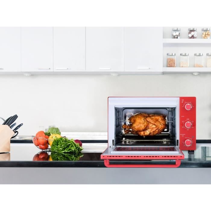 CONTINENTAL EDISON CEMF35R - Minifour Èlectrique 35L rouge  - 1500W - Rotissoire, Convection naturelle