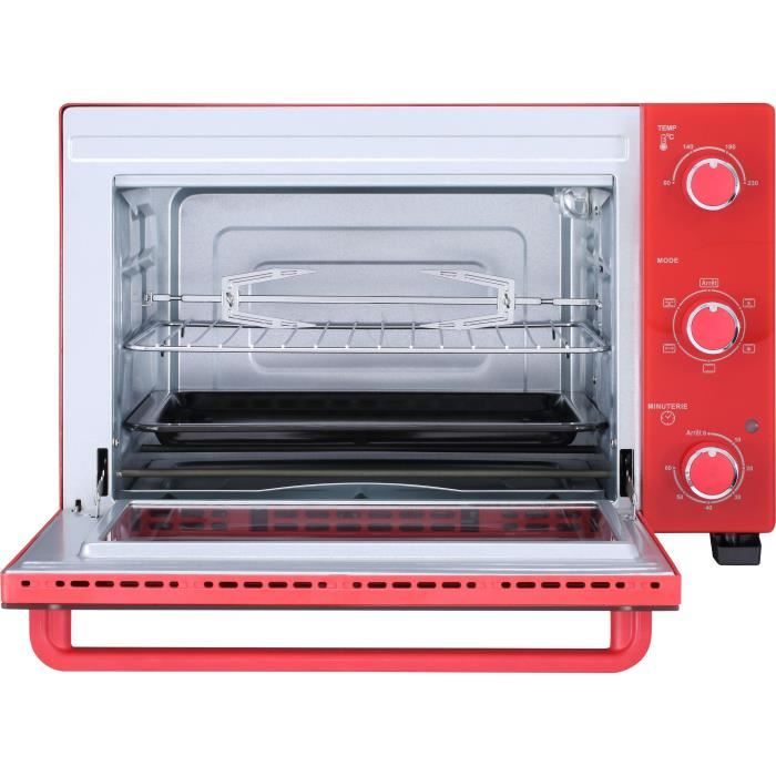 CONTINENTAL EDISON CEMF35R - Minifour Èlectrique 35L rouge  - 1500W - Rotissoire, Convection naturelle