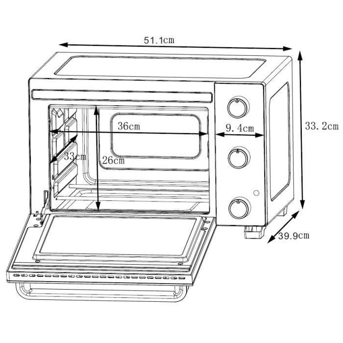 CONTINENTAL EDISON CEMF35R - Minifour Èlectrique 35L rouge  - 1500W - Rotissoire, Convection naturelle