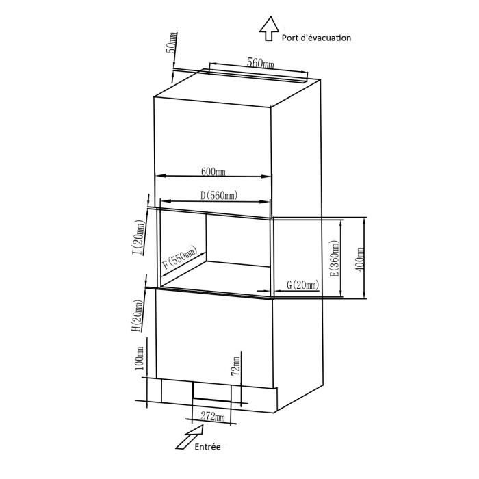 Micro-ondes encastrable - CONTINENTAL EDISON - CEMO20EBM2 - 1280 W - L59,5xH38,5xP35,3 cm - 20L - Noir