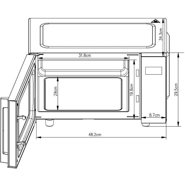 Micro-ondes sans plateau tournant - Flatbed - Grill - CONTINENTAL EDISON - CEMO23FB - 1280 W - L49,2xH29,7 xP34,8 cm - 23L - Noir
