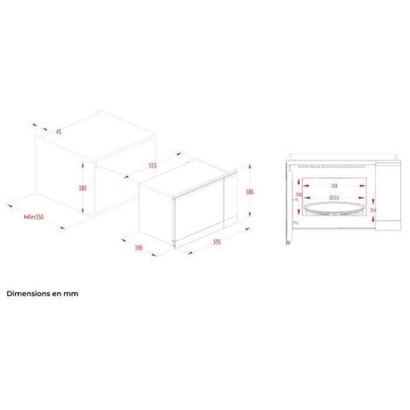 Micro ondes encastrable - CONTINENTAL EDISON - CEMO25GINE - Noir Inox L59,5 x H38,8 x P40,1 cm - 25L