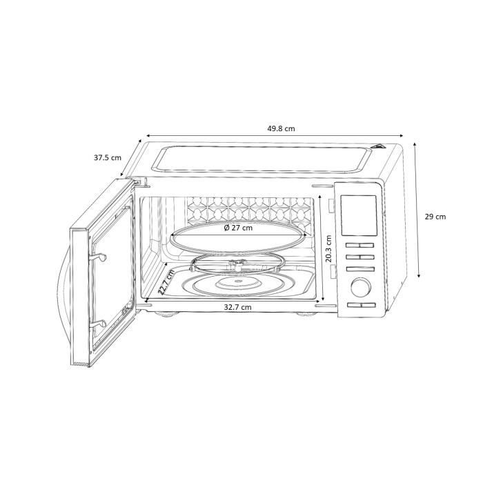 Micro-ondes combinÈ - CONTINENTAL EDISON - CEMO25SG13S3 - Silver - 25 L - Porte Miroir - 1400 W - Grill 1200 W - Convection 1200 W