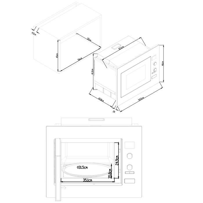 Micro ondes combinÈ encastrable CONTINENTAL EDISON CEMOC34IXE L59,5 x H46 x P46,8 cm Inox 34L