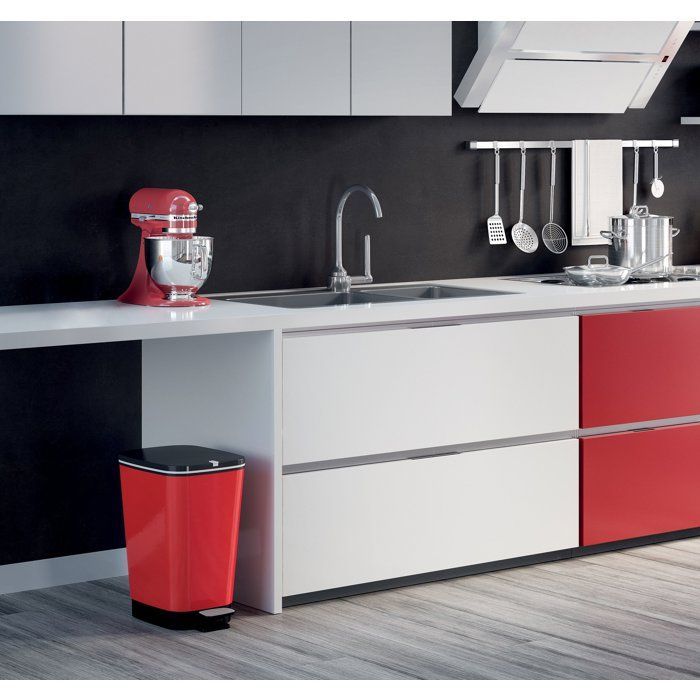 Poubelle a Pédale - Chic Bin Style - 42,5 L - Rouge - KIS