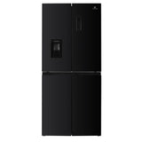 Réfrigérateur 4 portes avec distributeur d'eau - 464L - Total No Frost - L79 cm x H 180 cm - Noir - Classe D
