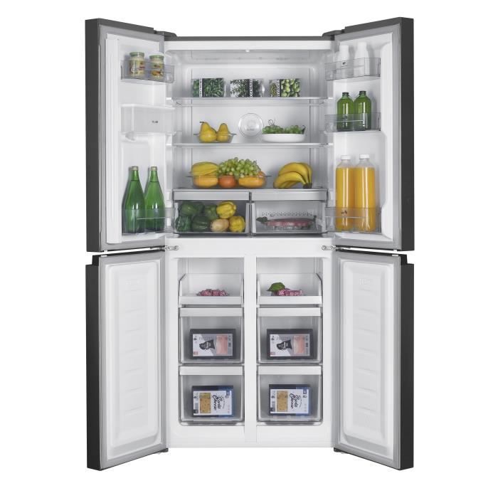 RÈfrigÈrateur 4 portes avec distributeur d'eau - 464L - Total No Frost - L79 cm x H 180 cm - Inox - Classe D