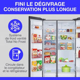 Réfrigérateur américain - CONTINENTAL EDISON - CERA505NFBD - 503 L - Total No Frost (Sans givre) - Classe D - L92 x H177 cm - Noir