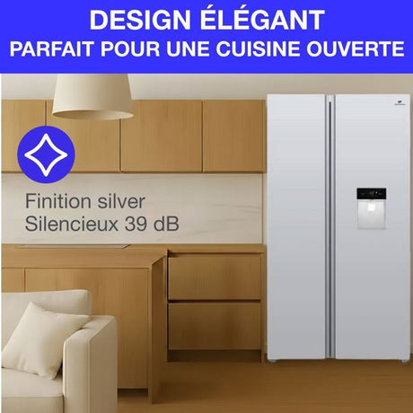 Réfrigérateur américain - CONTINENTAL EDISON - CERA505NFWD - 503 L - Total No Frost (Sans givre) - Classe D - L92 x H177 cm - Blanc
