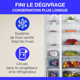 Réfrigérateur américain CONTINENTAL EDISON - CERA532NFIX-Total No Frost (Sans givre)- 529L - L90cm xH177cm - Moteur inverter-Inox