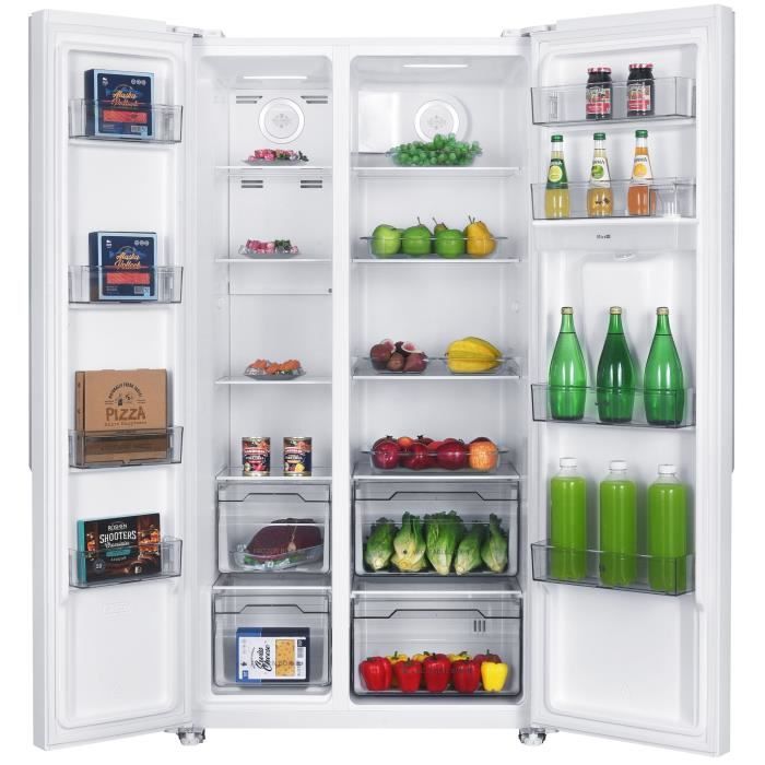 Réfrigérateur américain - Continental Edison - CERA532NFWD - 2 portes - 529 L -  L90 x 177 cm - Classe D - Blanc