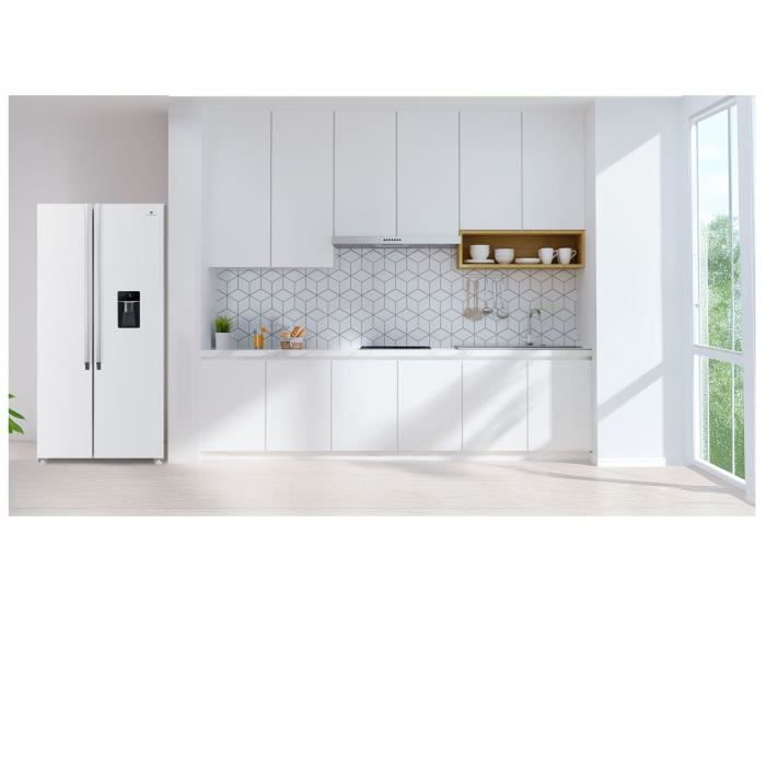 Réfrigérateur américain - Continental Edison - CERA532NFWD - 2 portes - 529 L -  L90 x 177 cm - Classe D - Blanc