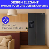 Réfrigérateur américain - CONTINENTAL EDISON - CERANF556B1 - Distributeur eau / glaçons - Classe E - 91,1 x 70,6 x 178 cm - Noir