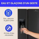 Réfrigérateur américain - CONTINENTAL EDISON - CERANF556B1 - Distributeur eau / glaçons - Classe E - 91,1 x 70,6 x 178 cm - Noir