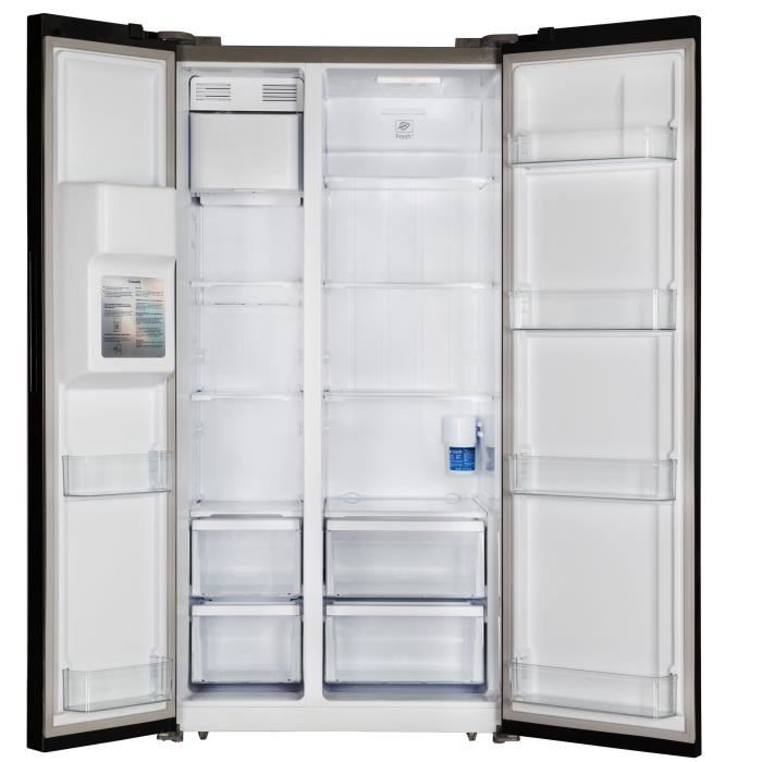 Réfrigérateur américain - CONTINENTAL EDISON - CERANF556B1 - Distributeur eau / glaçons - Classe E - 91,1 x 70,6 x 178 cm - Noir