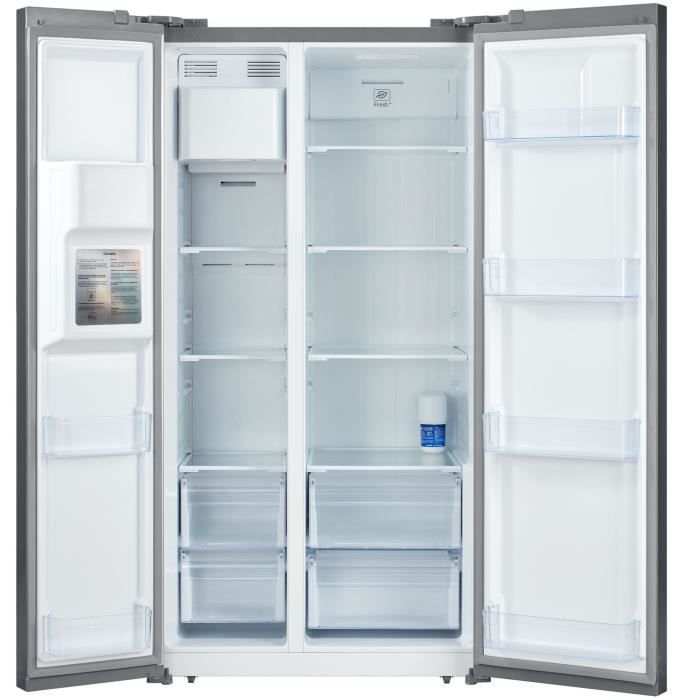 Réfrigérateur américain - CONTINENTAL EDISON - CERANF556IX1 - Distributeur eau / glaçons - Classe E - 91,1 x 70,6 x 178 cm - Silver