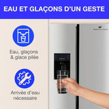 Réfrigérateur américain - CONTINENTAL EDISON - CERANF556IX1 - Distributeur eau / glaçons - Classe E - 91,1 x 70,6 x 178 cm - Silver