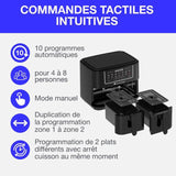 Airfryer Friteuse a Air Sans huile CONTINENTAL EDISON - CERFRSH24002CB - 9 L - Double bacs - 2400W - Noir