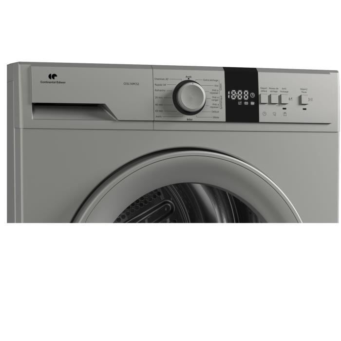 Seche-linge pompe a chaleur CONTINENTAL EDISON CESL10PCS2 - 10 kg - 60 cm - Classe E - Silver
