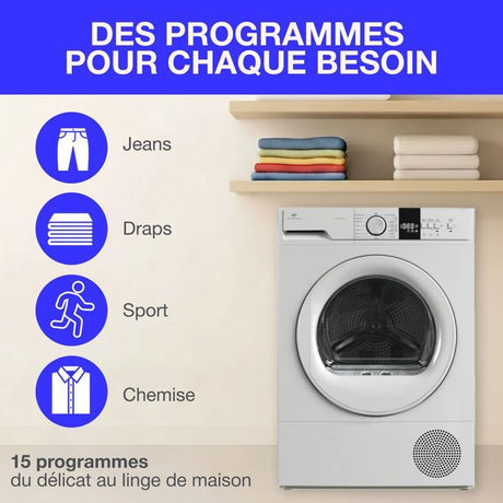 Seche-linge pompe a chaleur CONTINENTAL EDISON CESL10PCW2 - 10 kg - 60 cm - Classe E - Blanc