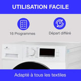 Seche-linge pompe a chaleur CONTINENTAL EDISON CESL8PCWD - 8 kg - 60 cm - Classe D - Blanc
