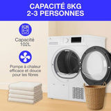 Seche-linge pompe a chaleur CONTINENTAL EDISON CESL8PCWD - 8 kg - 60 cm - Classe D - Blanc