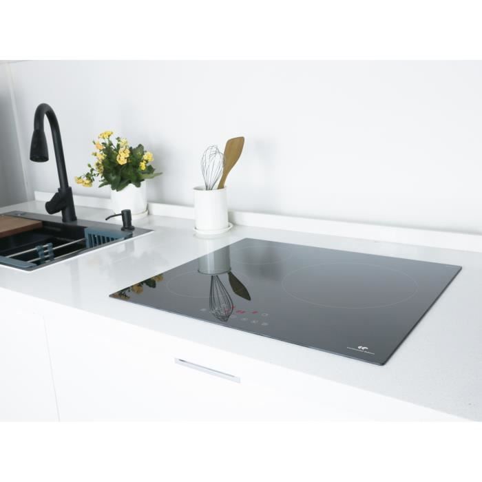 CONTINENTAL EDISON Table induction CETI3B28 3 zones, 6600W - 3 boosters - 3 minuteurs - noir