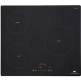 Plaque induction 3 foyers CONTINENTAL EDISON 6200W - 59 x 52 cm - 3 timers - 3 boosters - noir