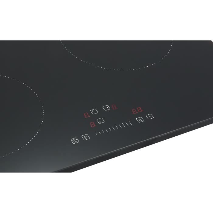 Plaque induction 3 foyers CONTINENTAL EDISON 6200W - 59 x 52 cm - 3 timers - 3 boosters - noir