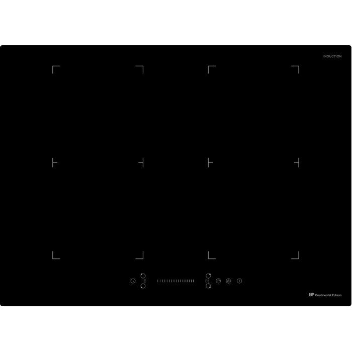 Plaque a induction - CONTINENTAL EDISON - 4 foyers - 7200 W - 70 cm - CETI724Z2FLEX - Noir