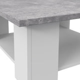Table basse PILVI - Blanc et bÈton clair - Contemporain - L 67 x P 67 x H 31 cm