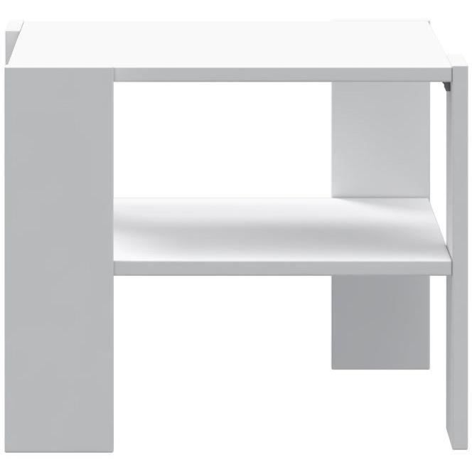 Table basse PILVI 2 Plateaux - Style contemporain - Particules mÈlaminÈ - DÈcor Blanc - L 55 x P 55 x H 45 cm