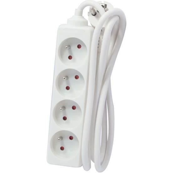 CHACON Bloc multiprise rallonge 4 prises 16A 5m blanc