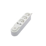 CHACON Bloc multiprise avec interrupteur 3 prises 16 A et 2 sorties USB 2 A, c‚ble 1,5 m blanc