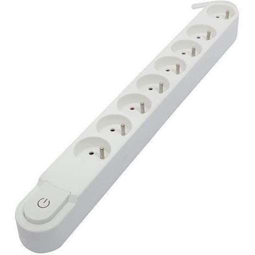 CHACON Bloc multiprise 8 prises 16A avec interrupteur, câble 3 m HO5VV-F 3x1,5 mm² blanc