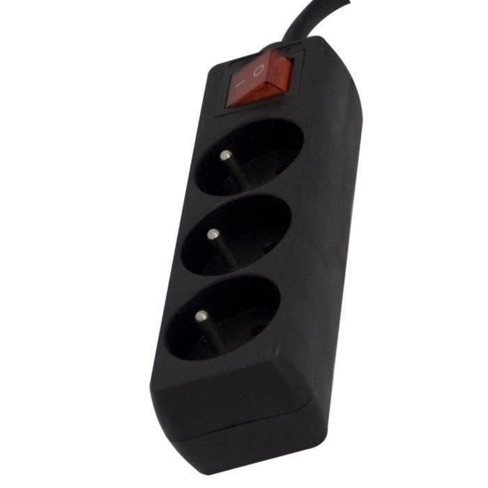 CHACON Power strip with switch 3 sockets 16A 1.5m black