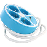 Multiprise design circulaire - CHACON -  4X16 A - Cordon 1,5 m - Avec 2 USB-A + Interrupteur - Bleu