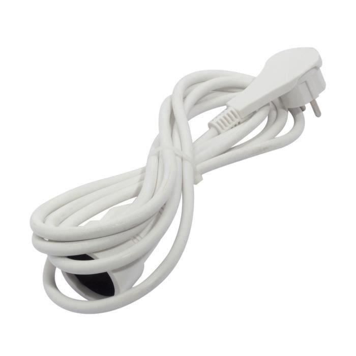CHACON Prolongateur HO5VVF 3 x 1,5 mm˛- 3 m - Avec fiche plate - Blanc
