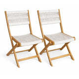 Lot de 2 chaises de jardin pliantes - AWANA - Bois d'acacia FSC - Cordage tressé - 52 x 48 x 85 cm
