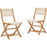 Lot de 2 chaises de jardin pliantes - AWANA - Bois d'acacia FSC - Cordage tressé - 52 x 48 x 85 cm