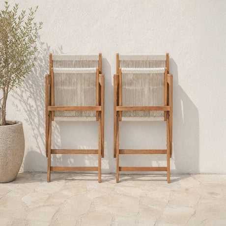 Lot de 2 chaises de jardin pliantes - AWANA - Bois d'acacia FSC - Cordage tressé - 52 x 48 x 85 cm