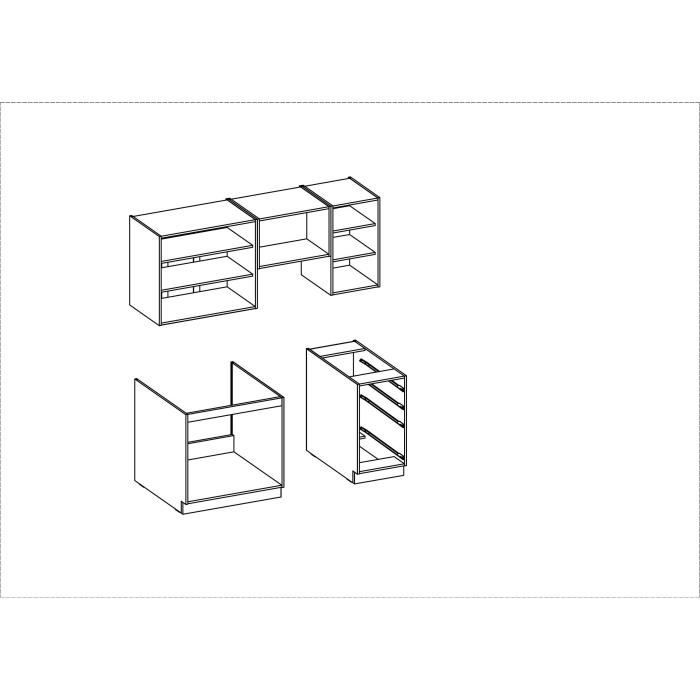 CHAMONIX Cuisine complete 180cm 5 ÈlÈments - DÈcor chene clair - L180 x P52 x H82 cm - Plan de travail non inclus