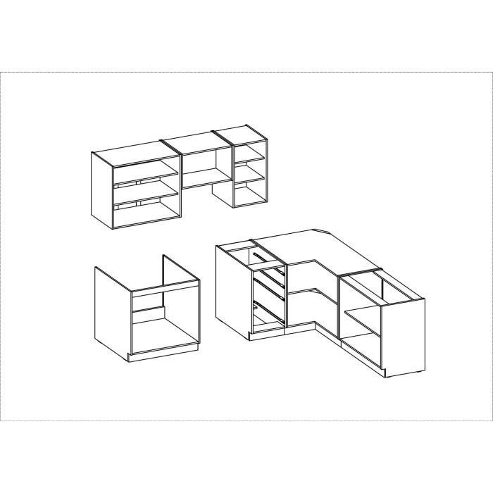 CHAMONIX Cuisine complete d'angle rÈversible (gauche / droit) - DÈcor chene - L400 x P52 x H82 cm - Plan de travail non inclus