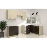 CHAMONIX Cuisine complete d'angle rÈversible (gauche / droit) - DÈcor chene - L400 x P52 x H82 cm - Plan de travail non inclus