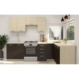 CHAMONIX Cuisine complete d'angle rÈversible (gauche / droit) - DÈcor chene - L400 x P52 x H82 cm - Plan de travail non inclus