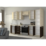 CHAMONIX Cuisine complete 300cm 8 ÈlÈments - DÈcor chene clair - L300 x P52 x H82 cm - Plan de travail non inclus