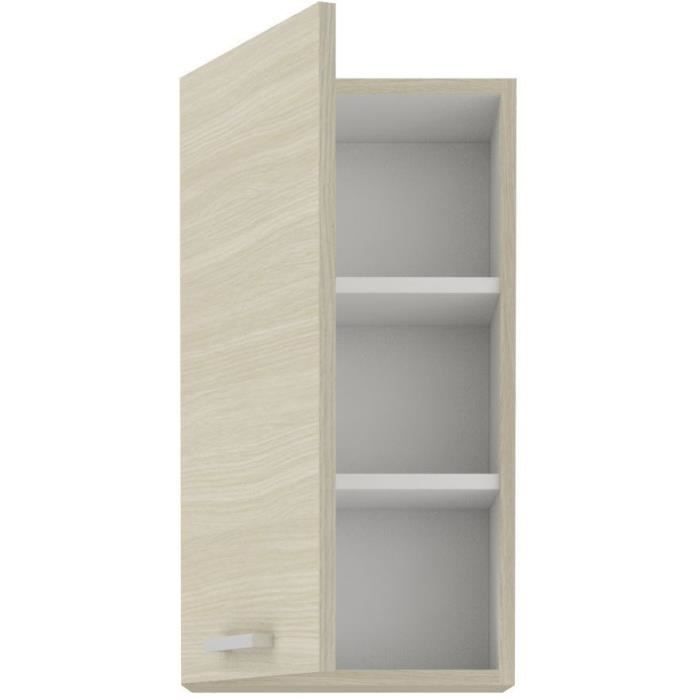 CHAMONIX Meuble haut - 1 Porte battante - MÈlaminÈ - DÈcor chene - L 40 x P 31 x H 76 cm