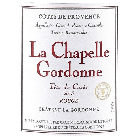 La Chapelle Gordonne Tete de cuvťe 2016 CŰtes de Provence - Vin rouge de Provence