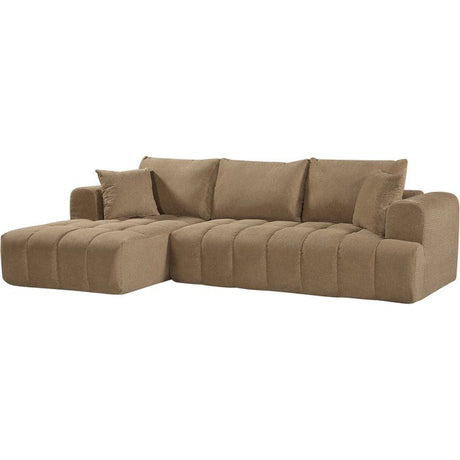 Canapé compressé modulable - 3 places - CHARLOTTE - Tissu Camel - 275 x 159 x 85 cm